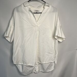 Madewell Women's SZ Medium Courier Button Back Shirt in Pure White Oversized